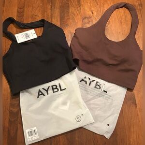 AYBL Women's Black and Brown Sports Bra/Top